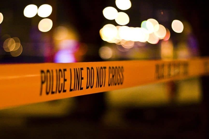 Police tape at a crime scene
