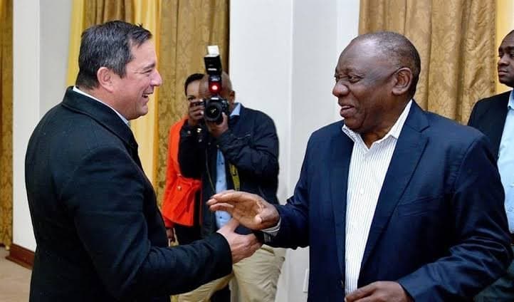 Democratic Alliance leader John Steenhuisen and President Ramaphosa