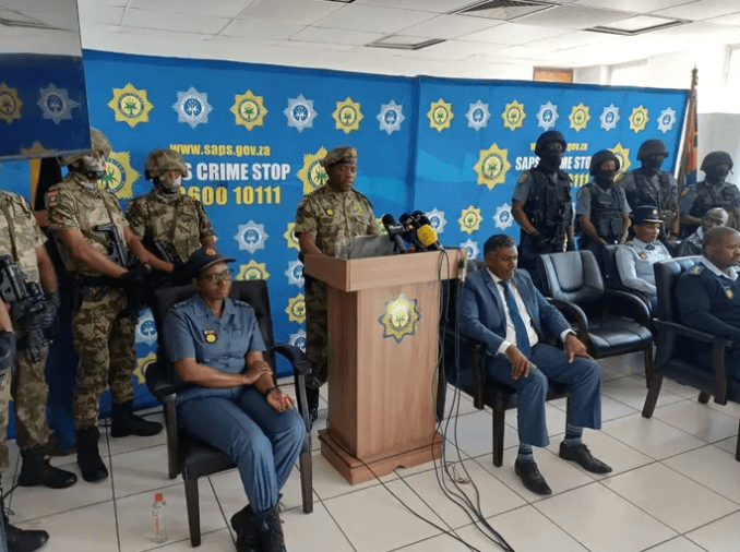 KZN Police Commissioner Lieutenant General Nhlanhla Mkhwanazi at a media briefing at the SAPS KZN Headquarters.