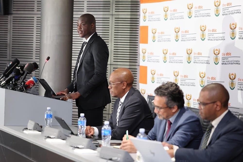 International Relations Minister Ronald Lamola addresses a joint ministerial press briefing on the US Tariffs August 4 2025