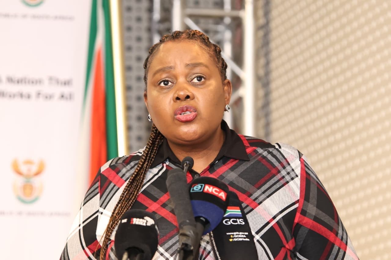 South African Justice Minister Mmamoloko Kubayi speaks at press conference about witness protection following Madlanga Commission witness death