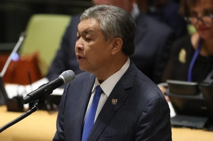 Deputy Prime Minister Ahmad Zahid Hamidi of Malaysia speaks during a high level meeting on addressing large movements of refugees and migrants at the United Nations General Assembly in Manhattan New York US September 19 2016 REUTERSCarlo Allegri | Report Focus News
