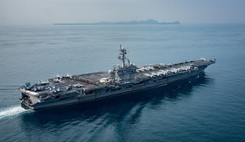 The US aircraft carrier USS Carl Vinson transits the Sunda Strait Indonesia on April 15 2017 Picture taken on April 15 2017 Sean M CastellanoCourtesy US NavyHandout via REUTERS | Report Focus News