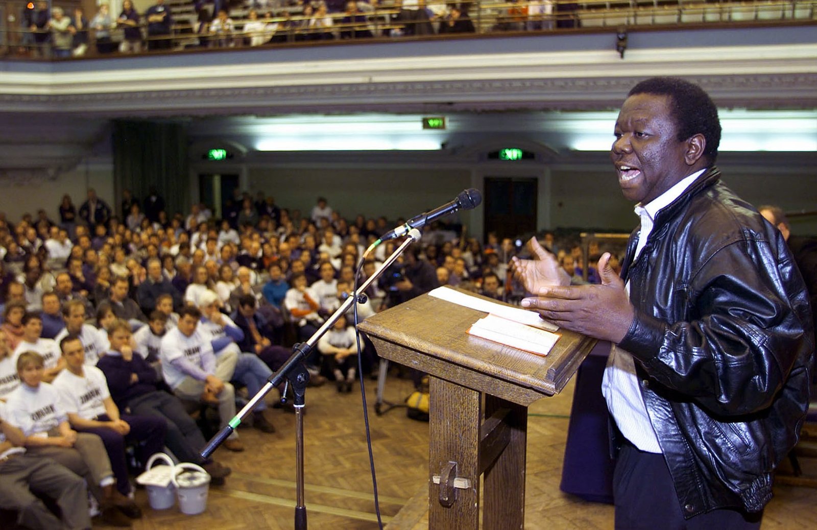 Speaking as the leader of the Movement for Democratic Change in Londons Methodist Central Hall in April 2000 Tsvangirai urges his countrymen to go to Zimbabwe to oust Mugabe in elections Photograph Adam ButlerAP | Report Focus News