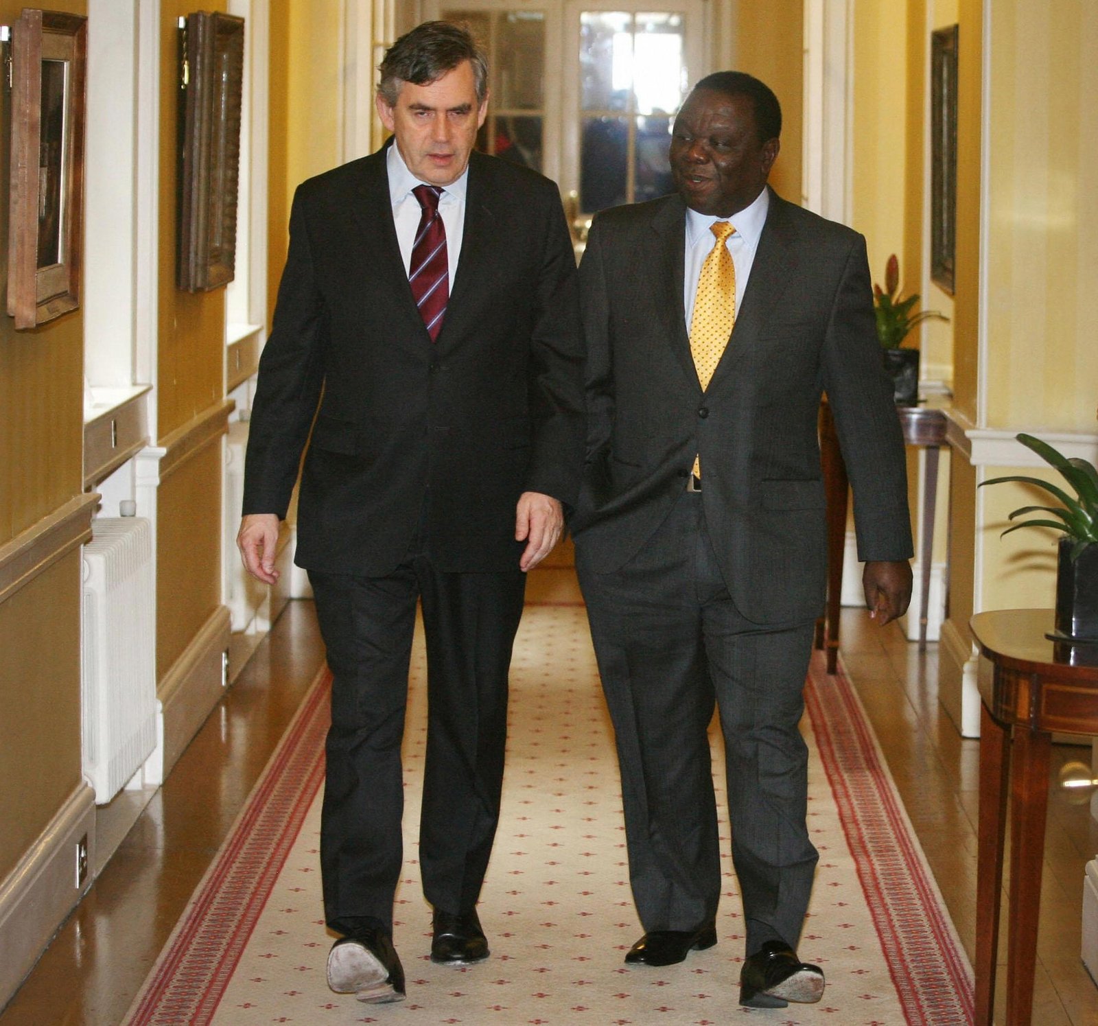 Tsvangirai meets then British prime minister Gordon Brown in Downing Street on a tour of Europe and the US in June 2009 | Report Focus News