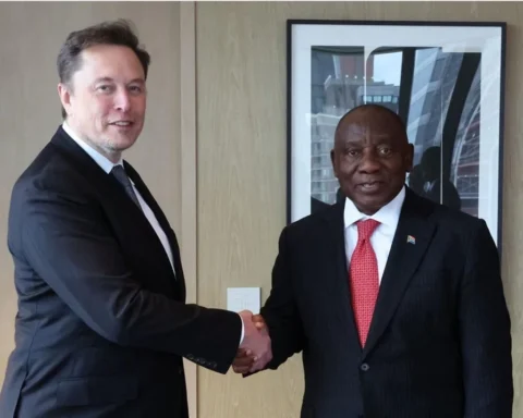 President Cyril Ramaphosa and Tesla and SpaceX CEO Elon Musk PresidencyXSupplied Report Focus News