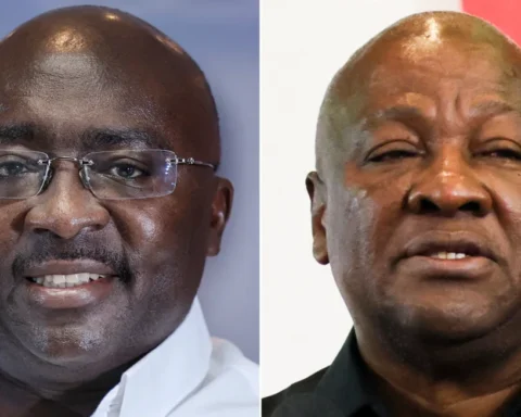 Mahamudu Bawumia (left) of the ruling New Patriotic Party (NPP) and former president John Mahama (right)